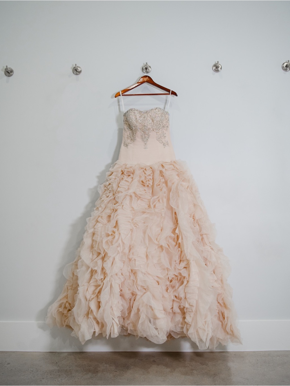 Girls' Ruffled Tulle Party Dress with Beaded Bodice - Blush. Quince or Sweet 16